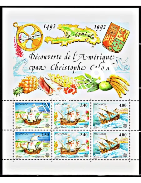 Timbres de MONACO - BF n° 57** - Europa 1992 - Découverte de l'Amérique