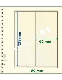 LINDNER - Paquet de 10 Feuilles neutres LINDNER-T - 2 bandes verticales pour roulettes et carnets