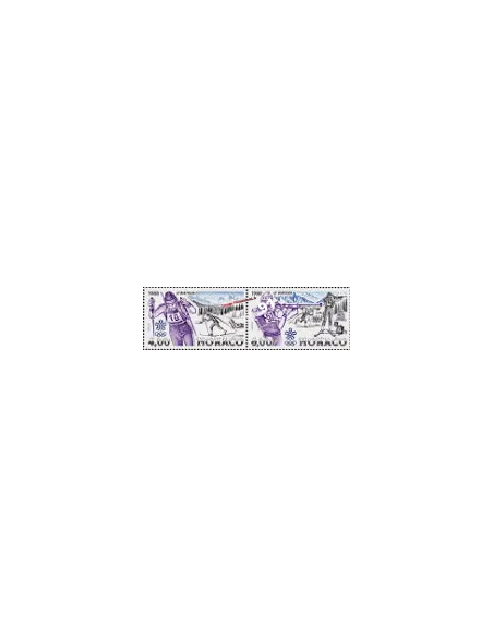Timbres de MONACO n° 1621 et 1622 (BF40) Jeux olympiques d'Hiver - Calgary