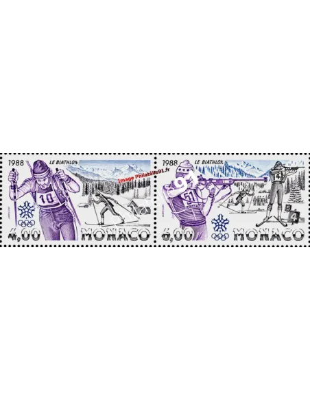 Timbres de MONACO n° 1621 et 1622 (BF40) Jeux olympiques d'Hiver - Calgary