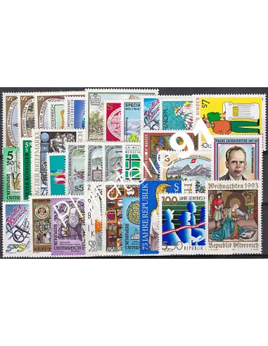 Timbres d'AUTRICHE, Année complète 1993, timbres d'Europe