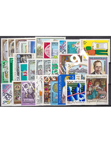 Timbres d'AUTRICHE, Année complète 1993, timbres d'Europe