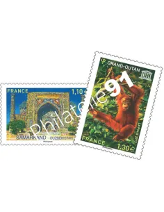 Timbres de service de l’Unesco : Samarkand et Orang-outan, timbres France