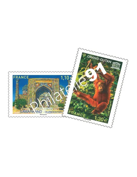 Timbres de service de l’Unesco : Samarkand et Orang-outan, timbres France