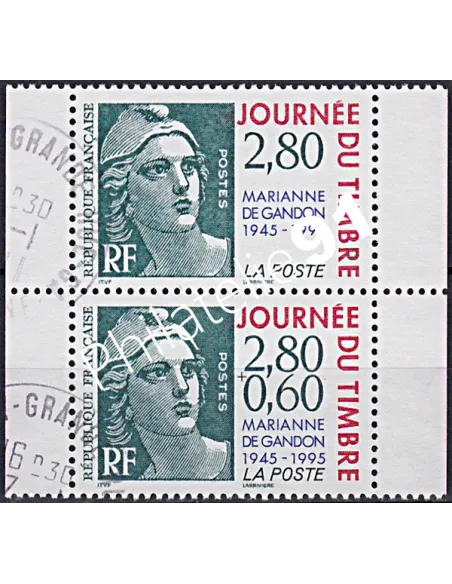 Timbre n° 2933 et 2933a oblitéré, Paire, collection timbres France