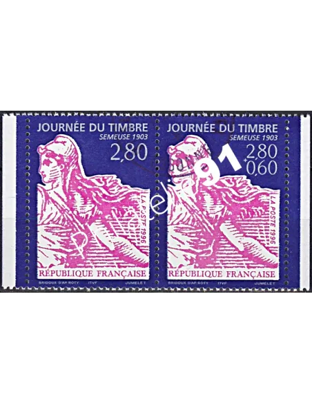 Timbre n° 2991 et 2990a oblitéré, Paire, collection timbres France