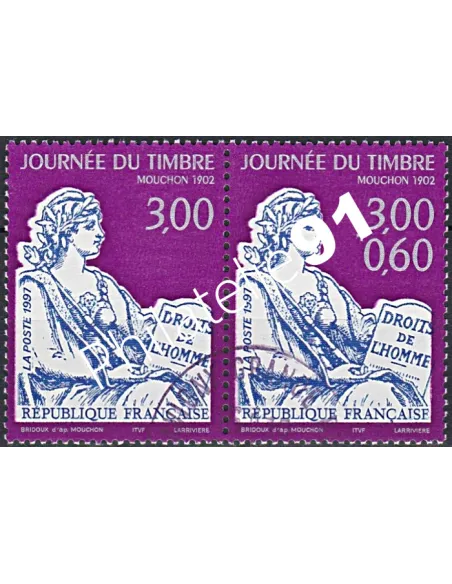 Timbre n° 3052 et 3051a oblitéré, Paire, collection timbres France