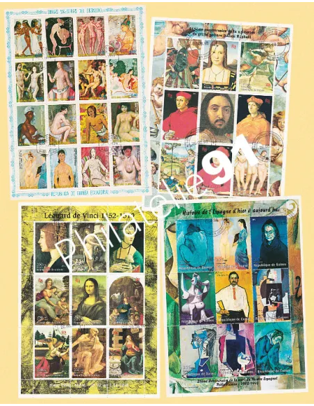 GUINEE,Lot de  Blocs tableaux, collection timbres thématiques