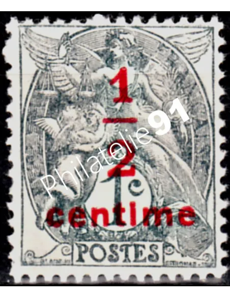 Timbre n° 157 - Timbre de 1900 (n° 107) surchargé, timbres de France
