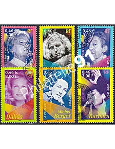 Timbre n° 3391 à 3396  oblitéré, Collection timbres France
