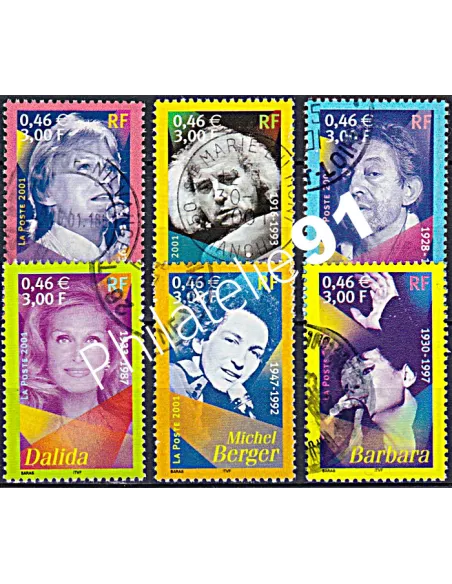 Timbre n° 3391 à 3396  oblitéré, Collection timbres France