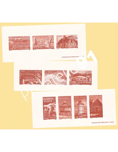 Gravures des timbres  n°3814 à 3823 - Collection timbres France