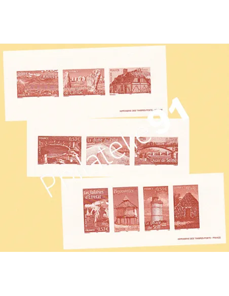 Gravures des timbres  n°3814 à 3823 - Collection timbres France