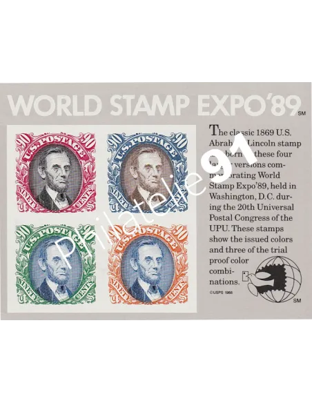 Etats-Unis, BF n° 20,Timbre sur Timbre,collection timbres Europe