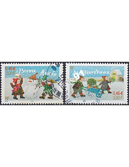 Timbre n° 3437 à 3438 oblitéré, collection timbres France