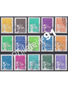 Timbre n° 3443 à 3457 oblitéré, collection timbres France