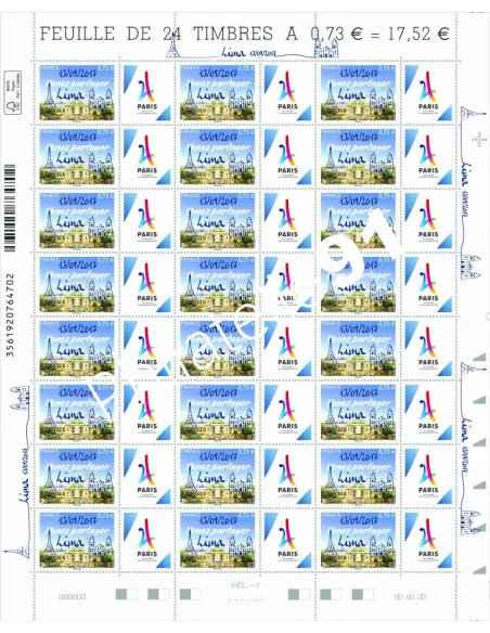 Feuille du Timbre 5144 surchargé PARIS 2024, collection timbres France