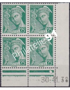 Coin daté sur Timbre n° 411, Collection timbres France