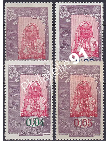 timbres de COTE DES SOMALIS  n° 108 à 111, Collection timbres Colonies