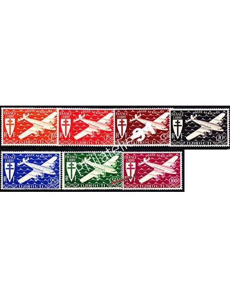 COTE DES SOMALIS  n° PA 1 à 7, Série de Londres, timbres des colonies