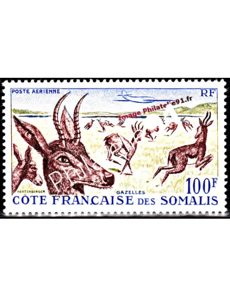 Timbre de cote des somalis PA n°26, faune, gazelle, timbres des colonies