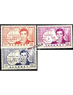 Timbres de DAHOMEY n° 110 à 112,explorateur René Caillié, timbres des colonies