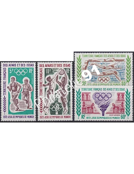 Timbres d'AFARS ET ISSAS, PA n° 72 à 75, timbres des colonies