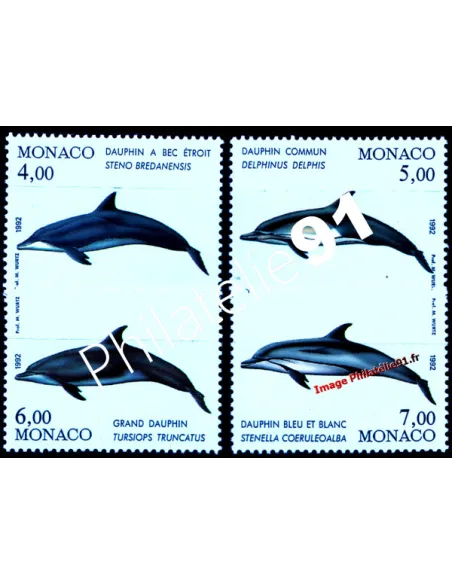 Timbres de MONACO n° 1821 à 1824 - Cétacés de la Méditerranée (I)
