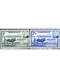 Timbres du CAMEROUN n° 200-201,Troupeau et Maréchal Pétain, colonies