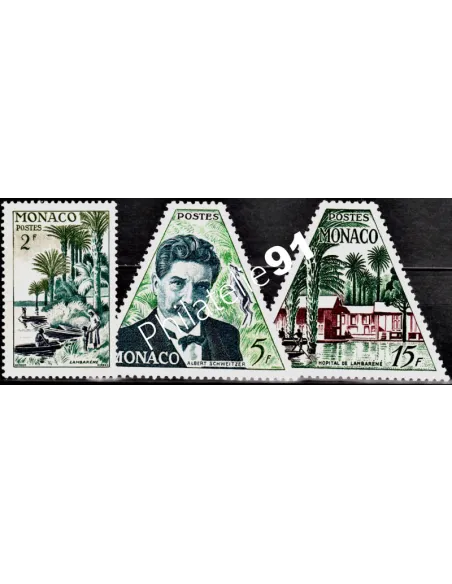 Timbres de MONACO n° 412 à 414, Albert Schweitzer, Timbres Monaco