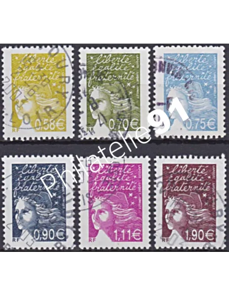 Timbre n° 3570 à 3575 oblitéré, collection timbres France