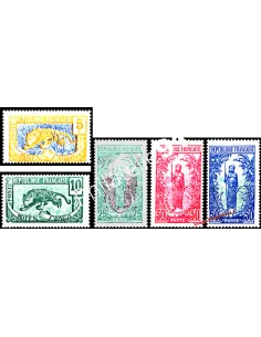 Moyen-Congo n° 67 à 71, panthère, femme Bakalois, timbres des colonies