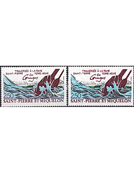 Timbre de ST PIERRE ET MIQUELON n° 546, Variété, timbres des colonies
