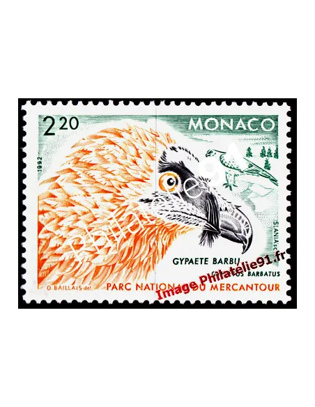 Timbre de MONACO n° 1849 - Les rapaces - Le Gypaete Barbu
