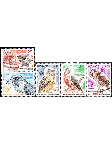 Timbres de Monaco n° 1855 à 1859 - Rapaces du Parc national du Mercantour