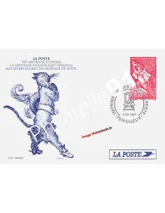 FRANCE - carte souvenir philatélique - Le chat botté