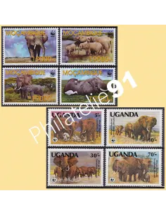 Tous Pays, Lot de Timbres Élephants,WWF,collection timbres Thématiques