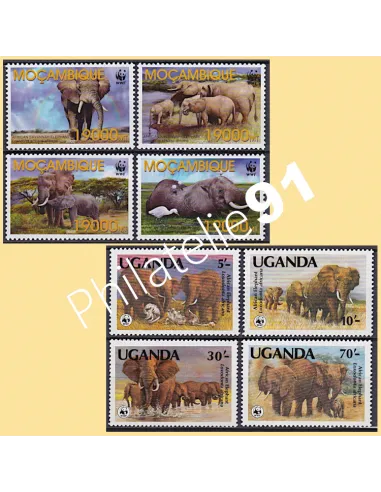 Tous Pays, Lot de Timbres Élephants,WWF,collection timbres Thématiques