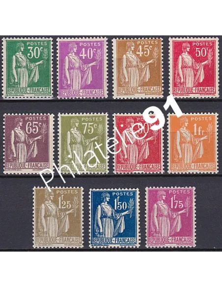 Timbre n° 280 à 289, Type Paix, collection timbres France