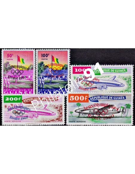 GUINÉE - n°   39 à 40 et P.A. n° 11 à 13 - J.O. de Rome 1960