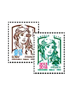 2 timbres 5234 et 5235 - Feuilles Marianne surchargée 2013-2018, timbres France