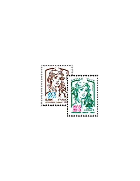 2 timbres 5234 et 5235 - Feuilles Marianne surchargée 2013-2018, timbres France