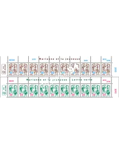 5234 et 5235, Haut de Feuille Marianne surchargée 2013-2018, timbres France