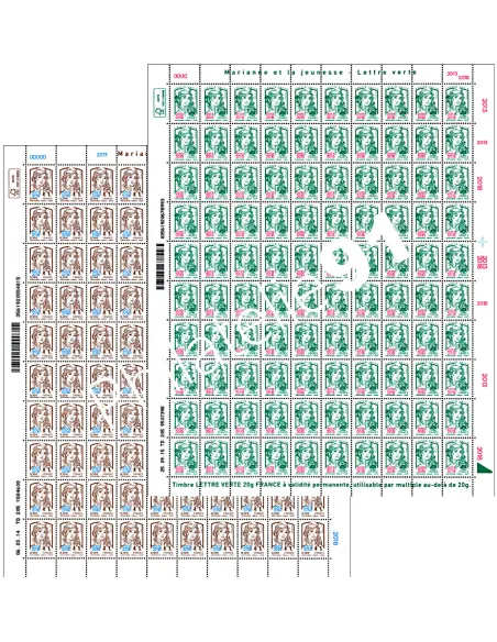 5234 et 5235, Feuille Marianne surchargée 2013-2018, timbres France