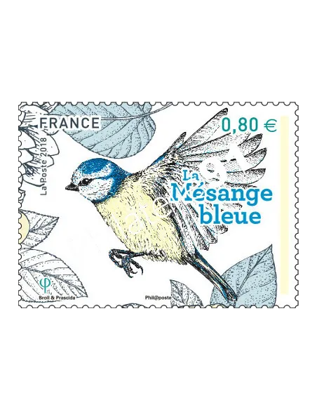 Timbre n° 5238, Les oiseaux de nos jardins - La mésange bleue, timbres France
