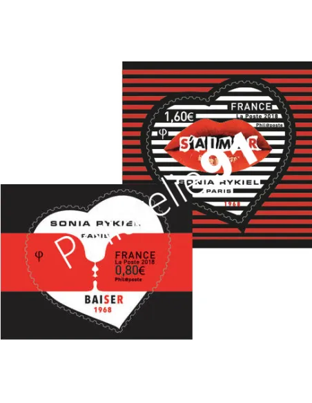 Timbres adhésifs Cœurs Sonia Rykiel, timbres France