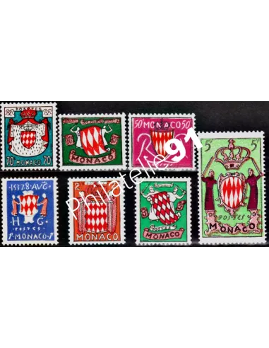 Timbres de MONACO n° 405 à 411, Armoiries, collection Monaco