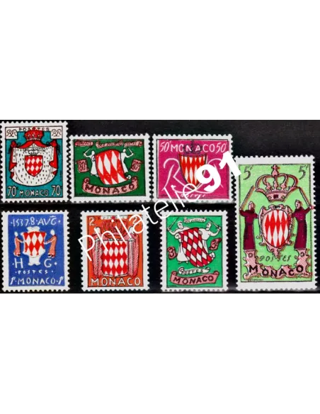 Timbres de MONACO n° 405 à 411, Armoiries, collection Monaco