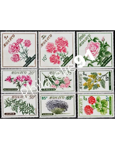 Timbres de MONACO n° 514 à 522, Fleurs, collection timbres de Monaco