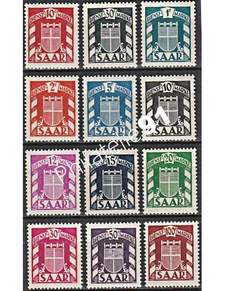 Sarre - Timbres de service n° 27 à 38 - Collection timbres colonies
